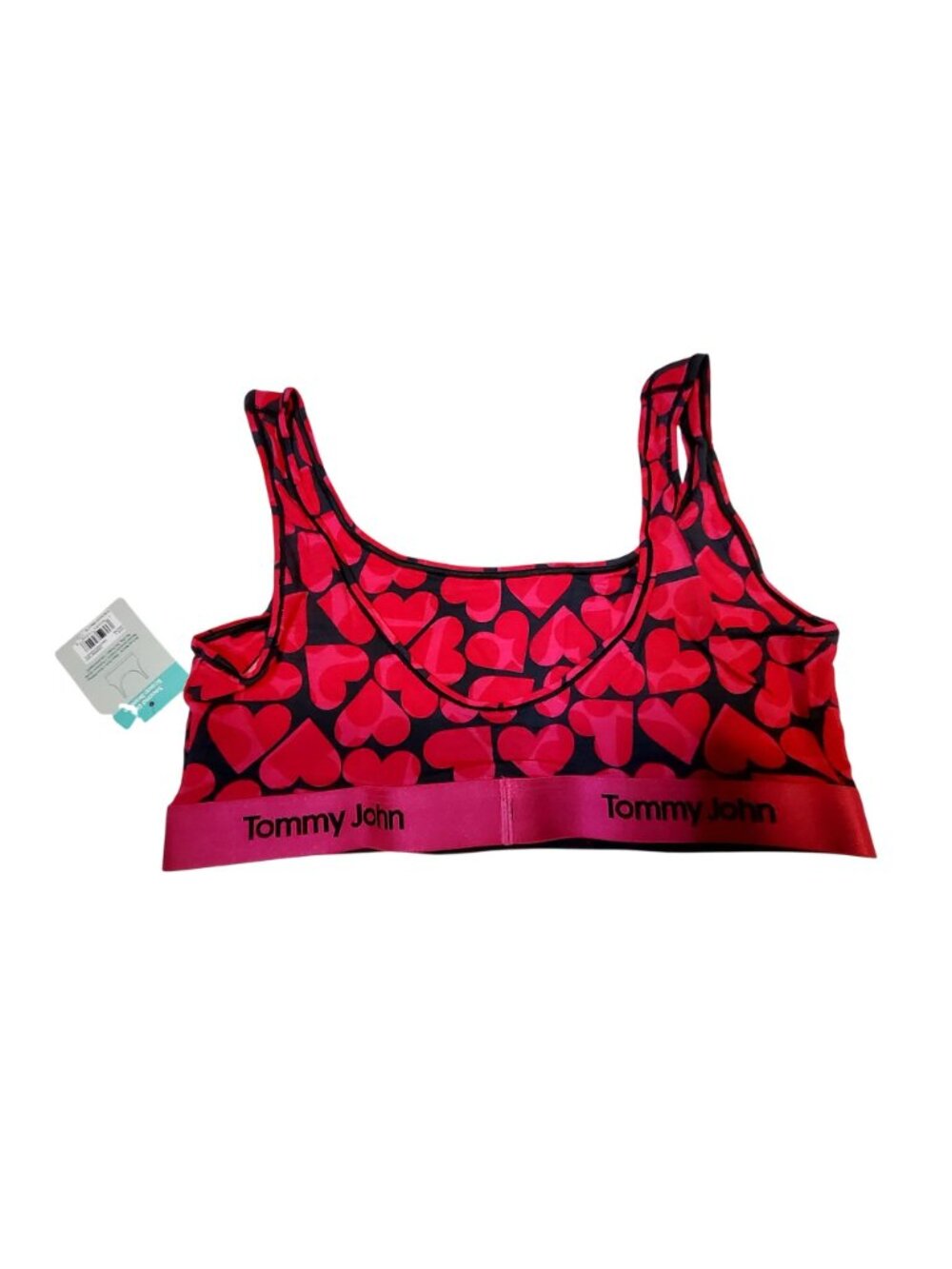 Tommy John Second Skin Scoop Bralette Modal Stretch Fabric Size L Cropped Hearts - Picture 2 of 8